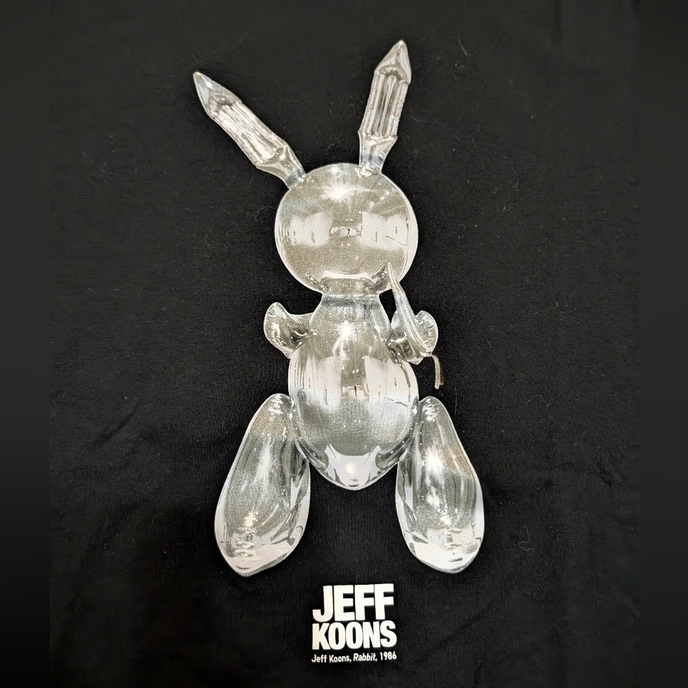 Uniqlo Jeff Koons Rabbit Shirt Black Men's L Flaws Short Sleeve - Picture 3 of 8